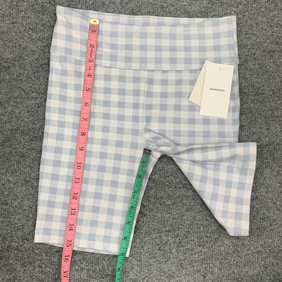 Nordstrom Bike Shorts Girl L Large Blue Gingham Plaid Stretch Cotton Blend - Picture 8 of 12